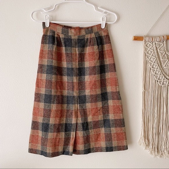 Vintage Plaid Wool Skirt - Picture 1 of 4
